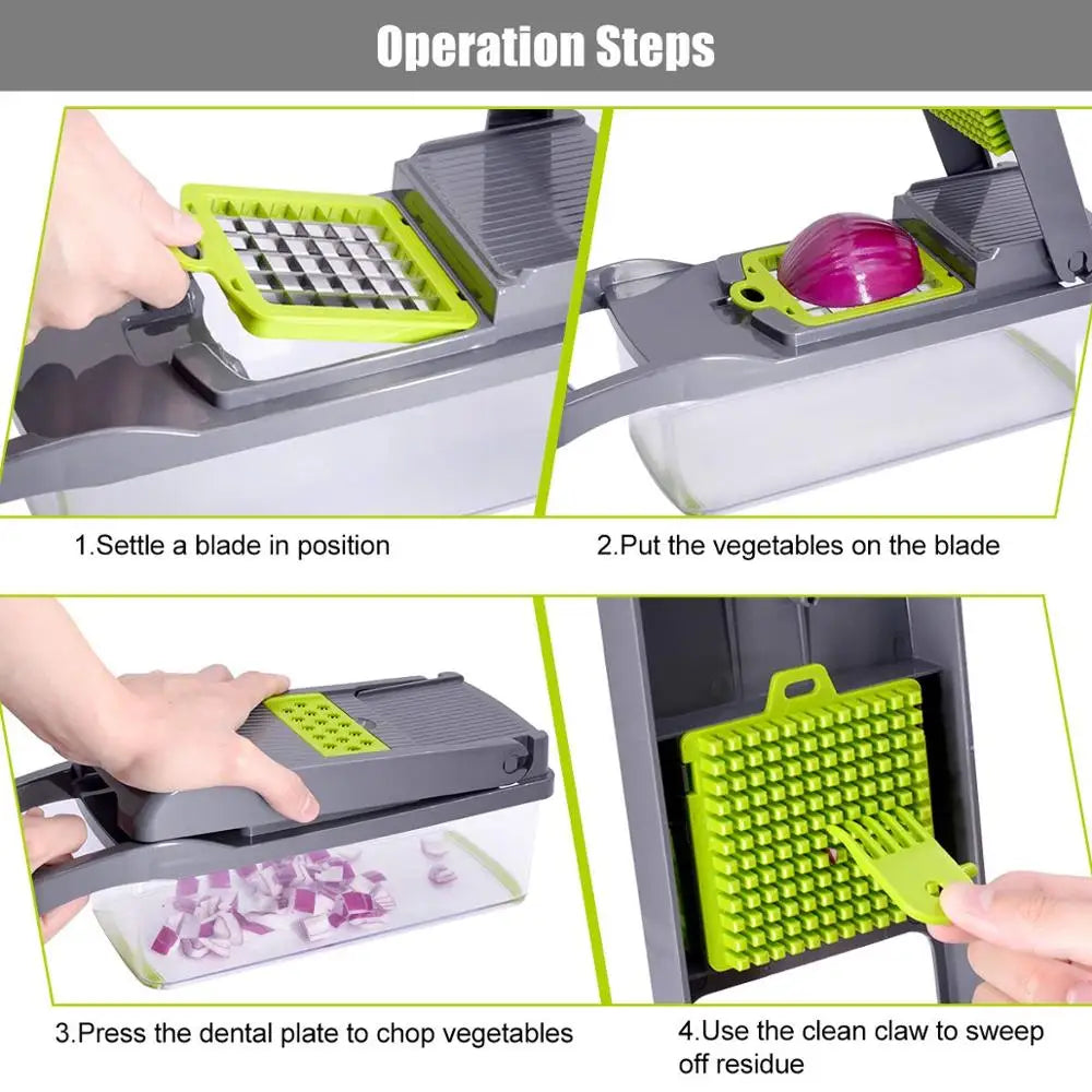 Multifunctional Vegetable Chopper & Grater – 6-in-1 Manual Slicer for Onions, Cheese, Potatoes & More