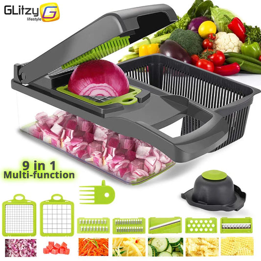 Multifunctional Vegetable Chopper & Grater – 6-in-1 Manual Slicer for Onions, Cheese, Potatoes & More