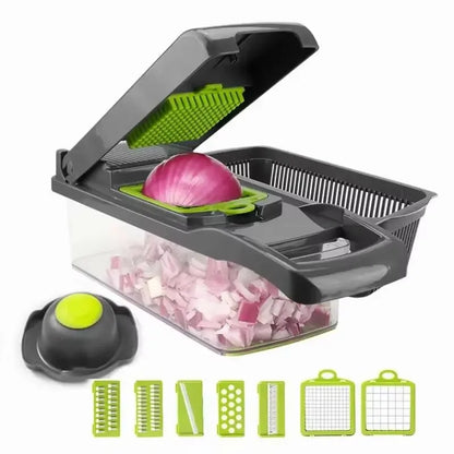 Multifunctional Vegetable Chopper & Grater – 6-in-1 Manual Slicer for Onions, Cheese, Potatoes & More