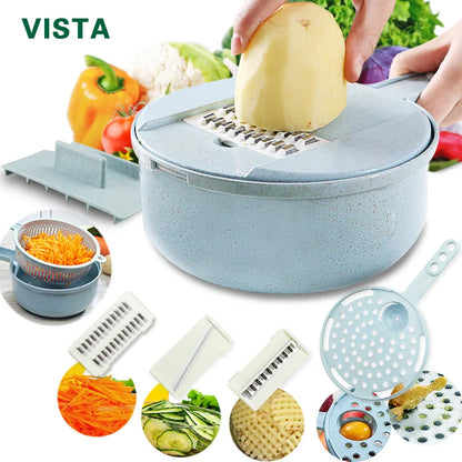 Multifunctional Vegetable Chopper & Grater – 6-in-1 Manual Slicer for Onions, Cheese, Potatoes & More